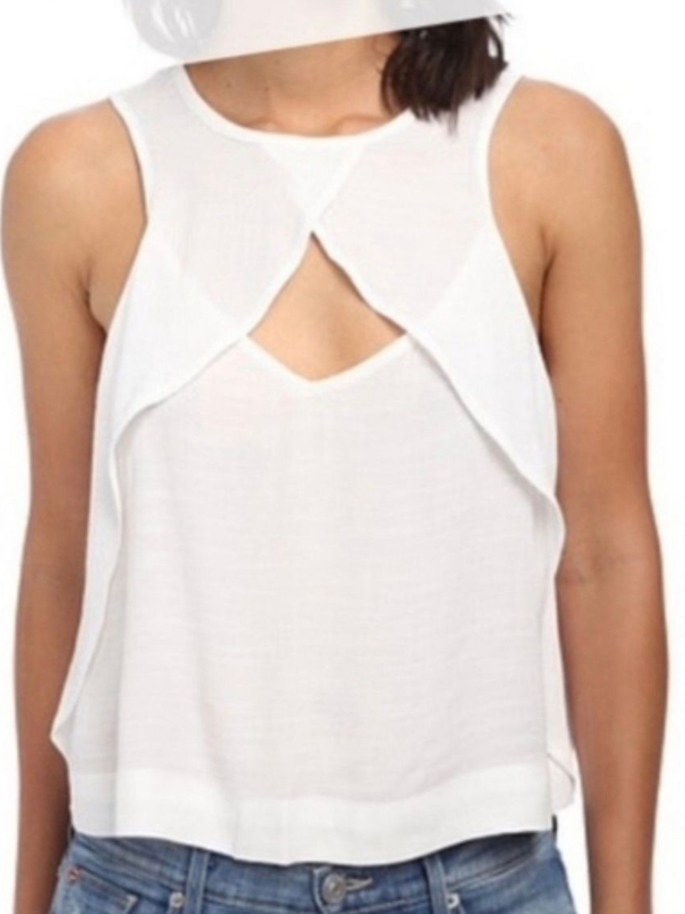 Free People Keyhole Front Tank Top White Size XS